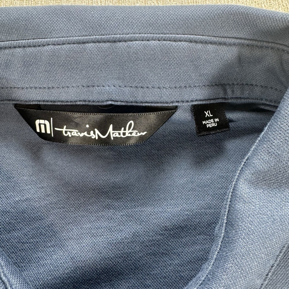 Travis Mathew Short Sleeved Blue‎ Striped Cotton/Poly Polo Golf Shirt Men's XL - Picture 2 of 8